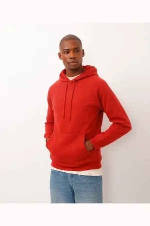 C&A Blusão de moletom bolso canguru com capuz vermelho