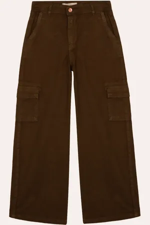 C&A Calça wide leg cargo de sarja juvenil verde