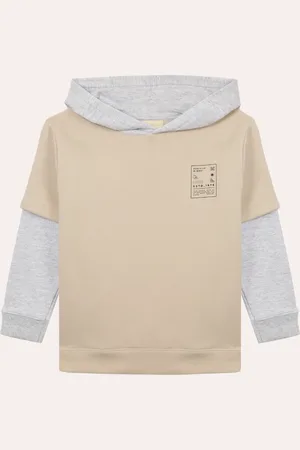 C&A Blusão de moletom infantil com capuz bege
