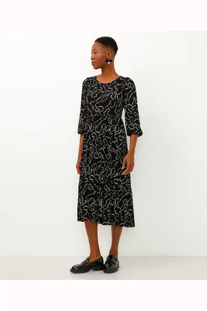 C&A Vestido midi de viscose floral com recorte