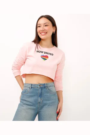C&A Blusão cropped juvenil de moletom now united claro
