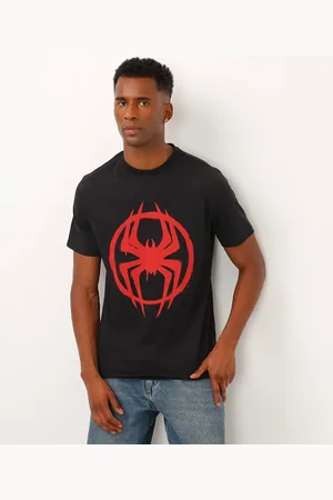 C&A Camiseta fit de algodão manga curta homem aranha preta