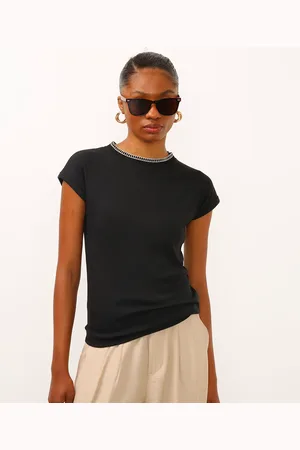C&A Blusa de viscose canelada ponto tricot preta