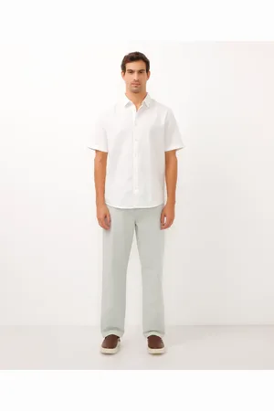 C&A Calça reta de sarja cós com elástico e bolsos verde