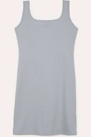 C&A Vestido juvenil canelado com brilho azul
