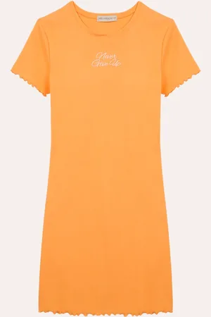 C&A Vestido de algodão juvenil fru fru laranja