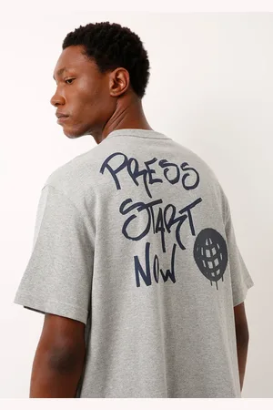 C&A Camiseta de algodão press start now cinza
