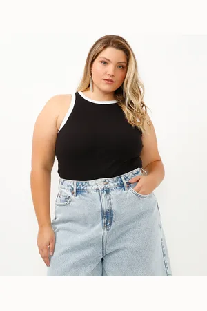 C&A Regata plus size de algodão canelada
