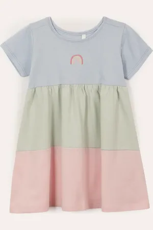 C&A Vestido de algodão infantil arco íris azul