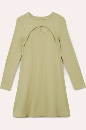 C&A Vestido de algodão infantil canelado cut out