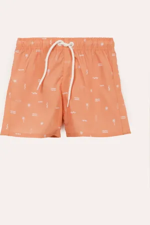 C&A Short infantil praia com cordão laranja
