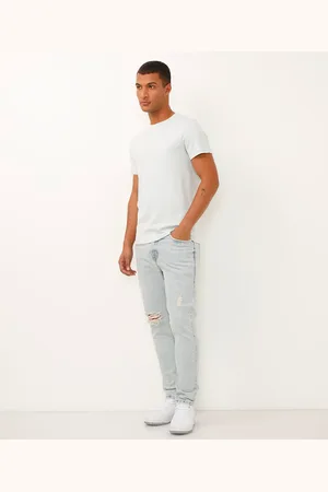 C&A Calça carrot jeans destroyed azul