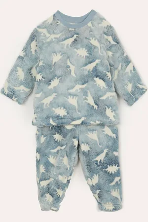 C&A Pijama de pelúcia infantil dinossauros azul