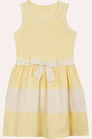 C&A Vestido de algodão infantil com laço amarelo