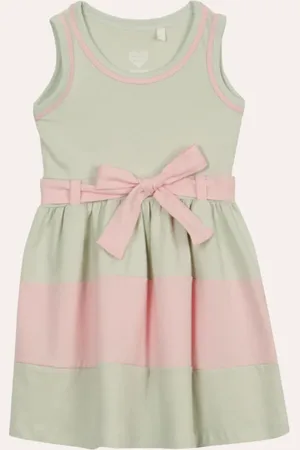 C&A Vestido de algodão infantil marias com laço verde