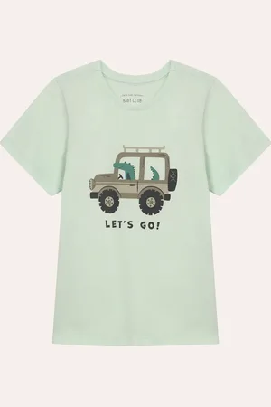 C&A Camiseta de algodão infantil manga curta lets go verde