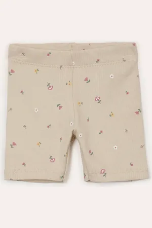 C&A Bermuda de algodão infantil floral bege