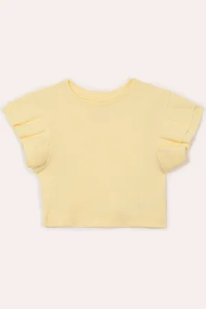 C&A Blusa infantil manga curta babados amarela