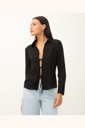 C&A Camisa com amarrações manga longa mindset preta