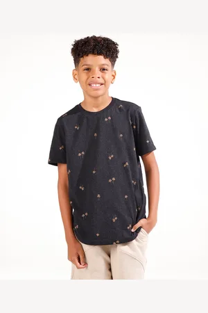 C&A Camiseta de algodão juvenil coqueiros manga curta
