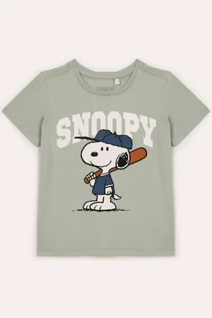 C&A Camiseta de algodão infantil manga curta snoopy verde