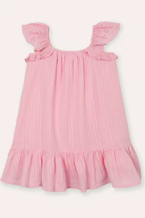 C&A Vestido infantil texturizado alça com babado