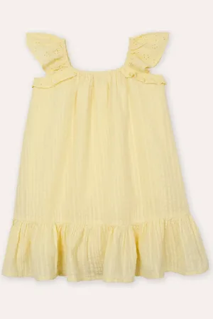 C&A Vestido infantil texturizado alça com babado