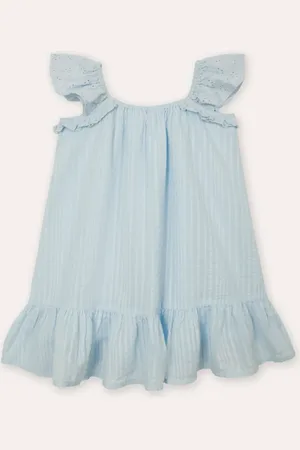 C&A Vestido infantil texturizado alça com babado
