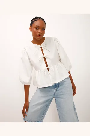 C&A Blusa de sarja manga bufante com laço