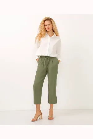 C&A Calça jogger de alfaiataria cós com elástico e cordão verde