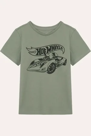 C&A Camiseta de algodão infantil hot wheels verde