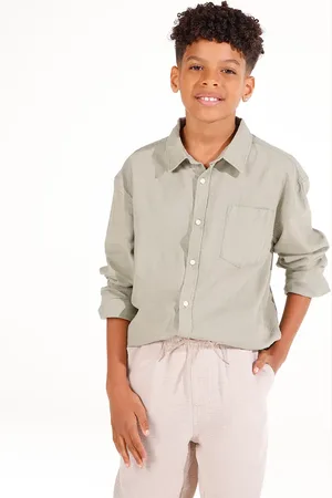 C&A Camisa com linho juvenil verde