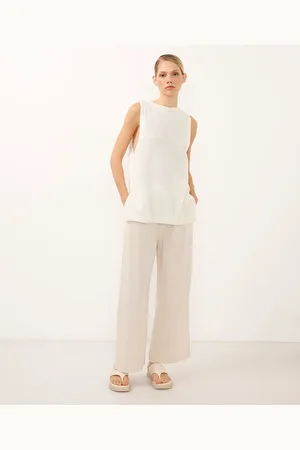 C&A Calça clochard com linho bege