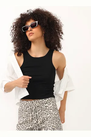 C&A Cropped de tricot halterneck preta