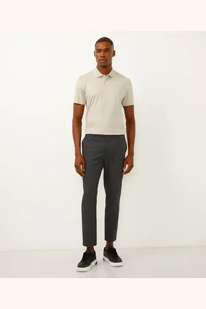 C&A Calça chino slim de alfaiataria xadrez masculina cinza