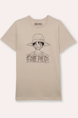 C&A Camiseta de algodão juvenil one piece metalizada bege