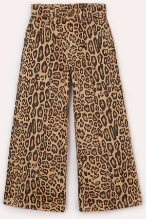C&A Calça wide leg infantil animal print bege