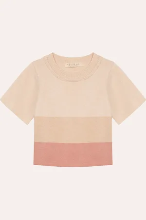 C&A Camiseta de tricot infantil manga curta listrada colorida