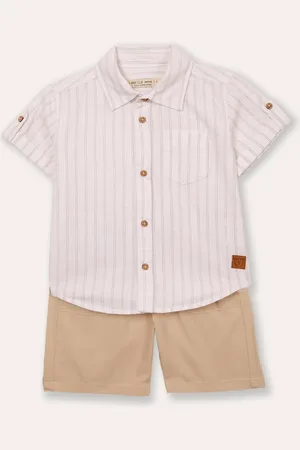 C&A Conjunto infantil curto listrado bege