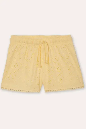 C&A Short infantil de algodão com laise amarelo