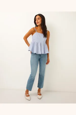 C&A Calça boot cut cropped jeans cintura alta azul