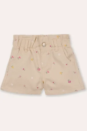 C&A Short clochard de sarja infantil floral bege