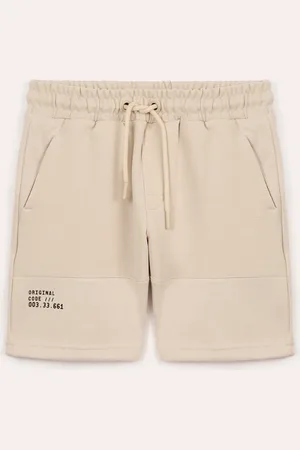 C&A Bermuda de moletom infantil com recorte canelado e bolsos bege