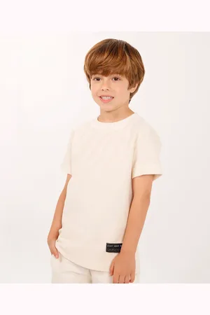 C&A Camiseta texturizada infantil manga curta cru