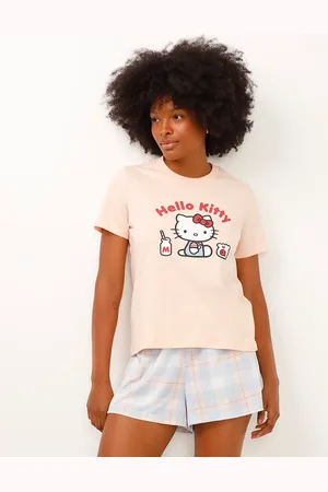 C&A Camiseta de pijama manga curta hello kitty rosa