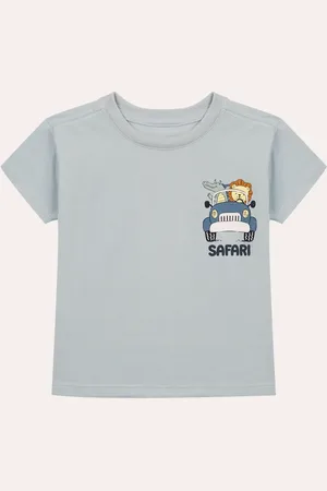 C&A Camiseta de algodão infantil manga curta bichinhos azul