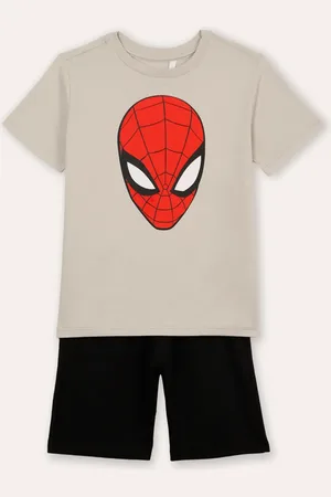 C&A Conjunto de algodão infantil homem aranha cinza