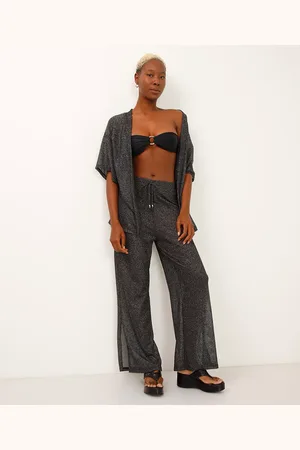 C&A Calça saída de praia de tela lurex preta