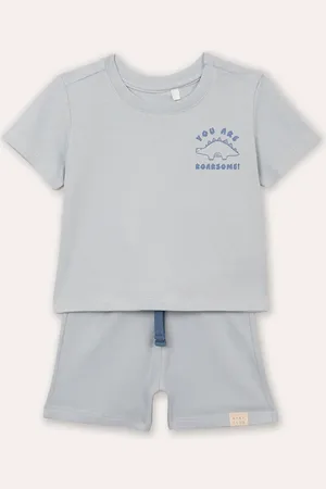 C&A Conjunto infantil curto de algodão dino azul