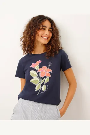 C&A Camiseta de algodão choose to bloom floral azul